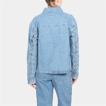 NORR Kenzie Lace Denim Shirt Medium Blue Denim